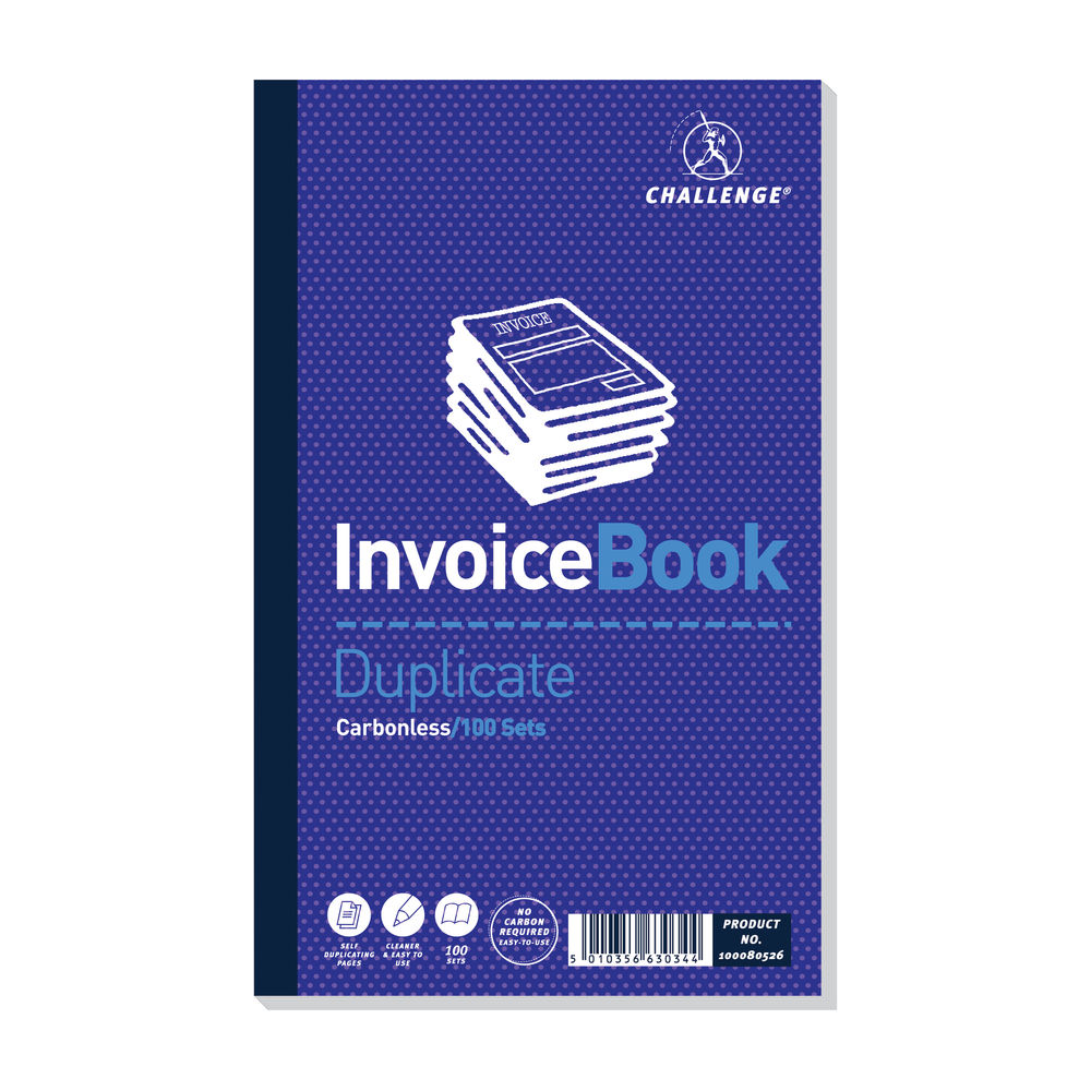 Challenge Carbonless Duplicate Invoice Book 210x130mm (Pack of 5) 100080526