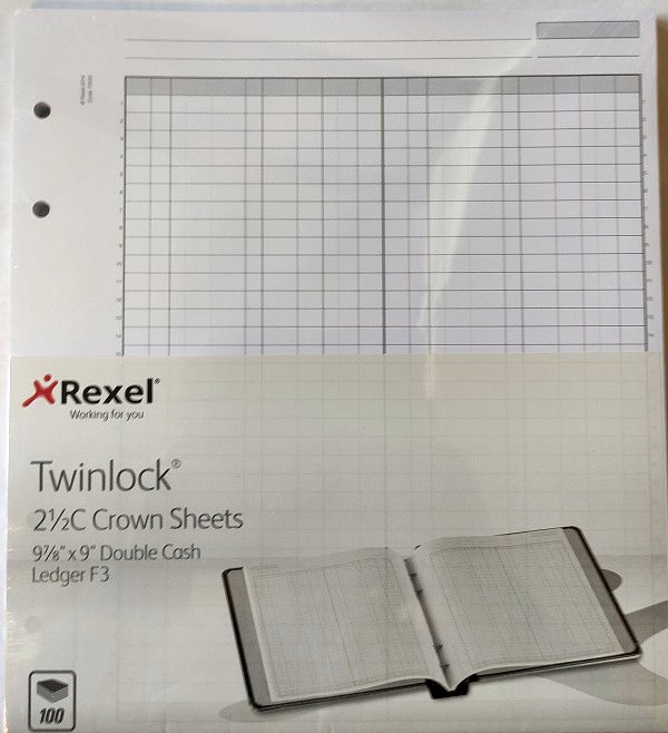 Rexel Twinlock Crown 2 ½ C Refill Sheets Treble Cash Ledger Pack of 100 Sheets 