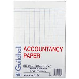 Guildhall Accountancy Paper 240 Sheets 16 Cash Columns 39/16Z