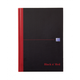 Black and Red Casebound Hardback A5 Notebook Single Cash 192 Page (96 Sheet)