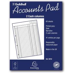 Guildhall A4 Ruled Account Pad with 2 Cash Columns 60 Pages GP2Z