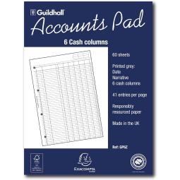Guildhall A4 Ruled Account Pad with 6 Cash Columns and 60 Pages GP6Z