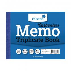 Silvine 102 x 127mm Triplicate Memo Book Carbonless 1-100 (Pack 5)